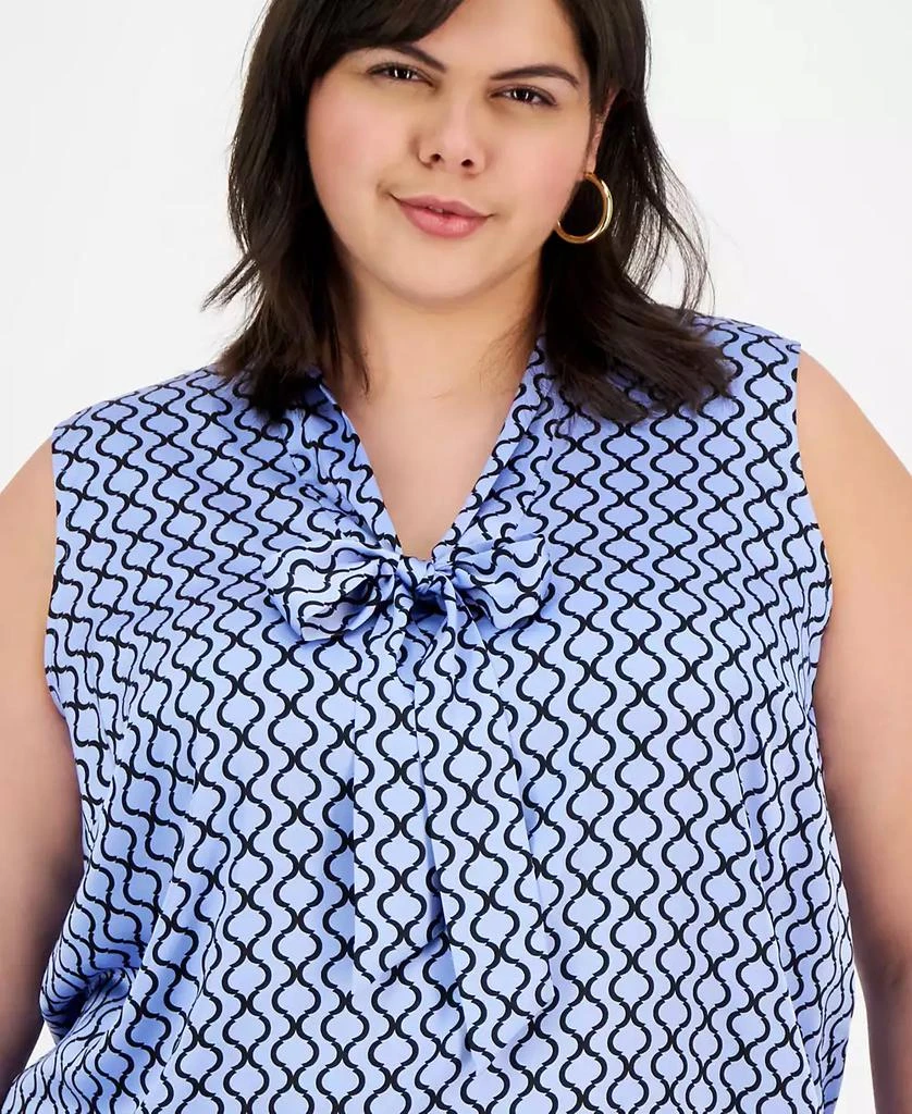 Kasper Plus Size Satin Sleeveless Tie-Neck Blouse 3