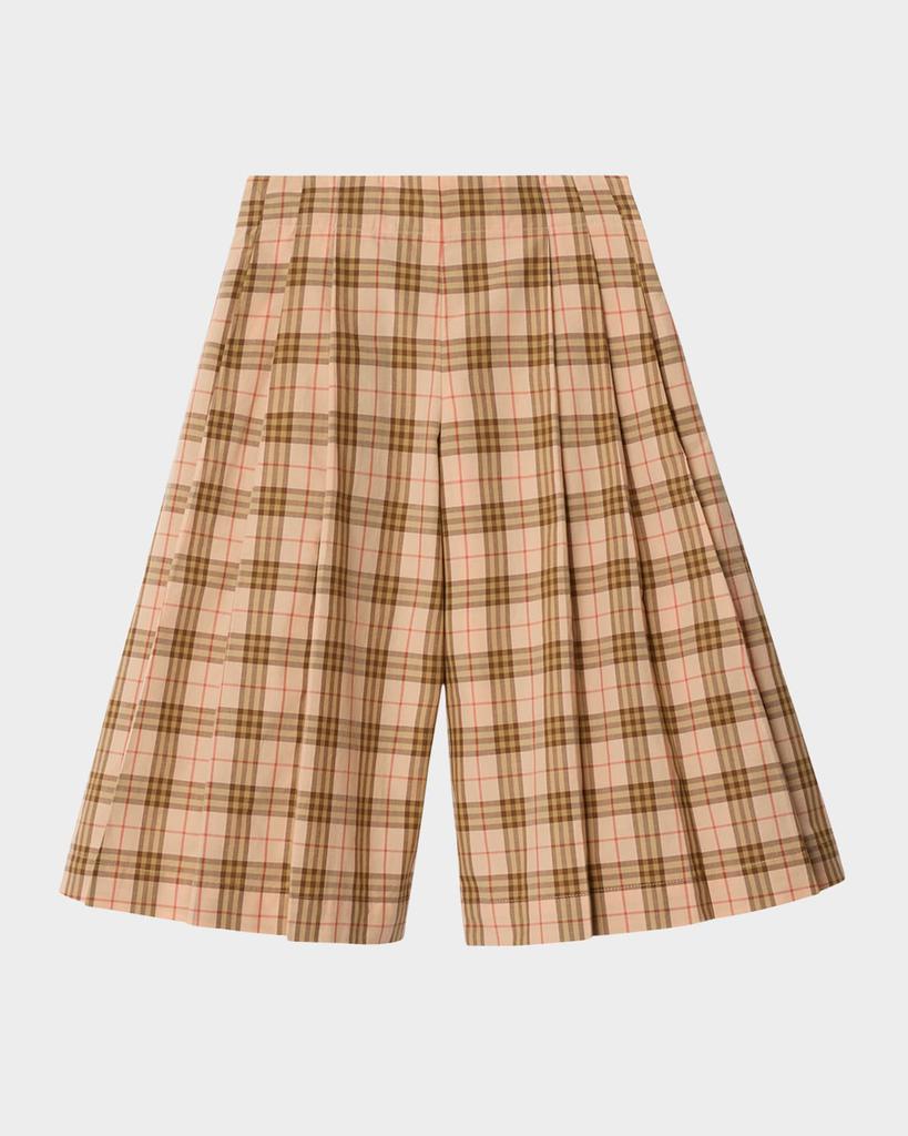 Burberry Girl's Dalia Check Cropped Wide-Leg Pants, Size 2-14