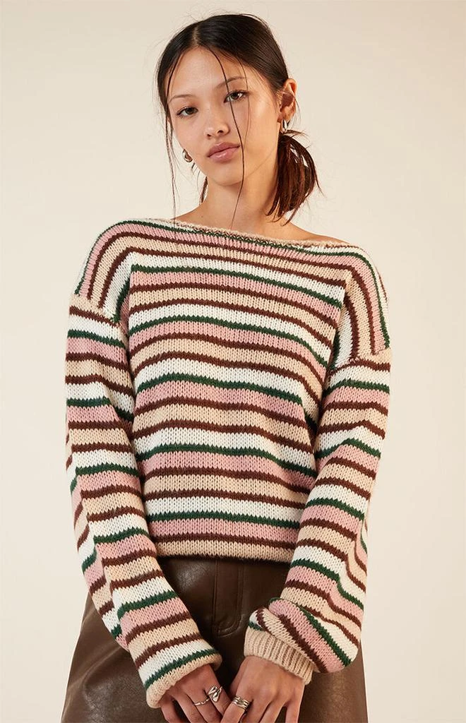 LA Hearts Boat Neck Striped Sweater 2