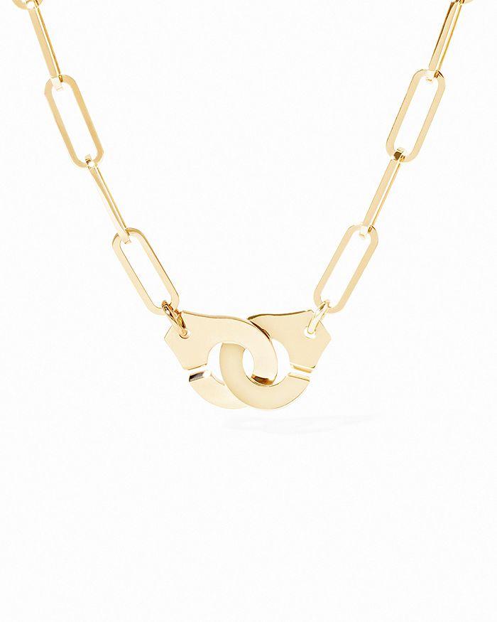 Dinh Van 18K Yellow Gold Menottes Dinh Van Handcuff Open Paperclip Link Chain Pendant Necklace, 16.54"