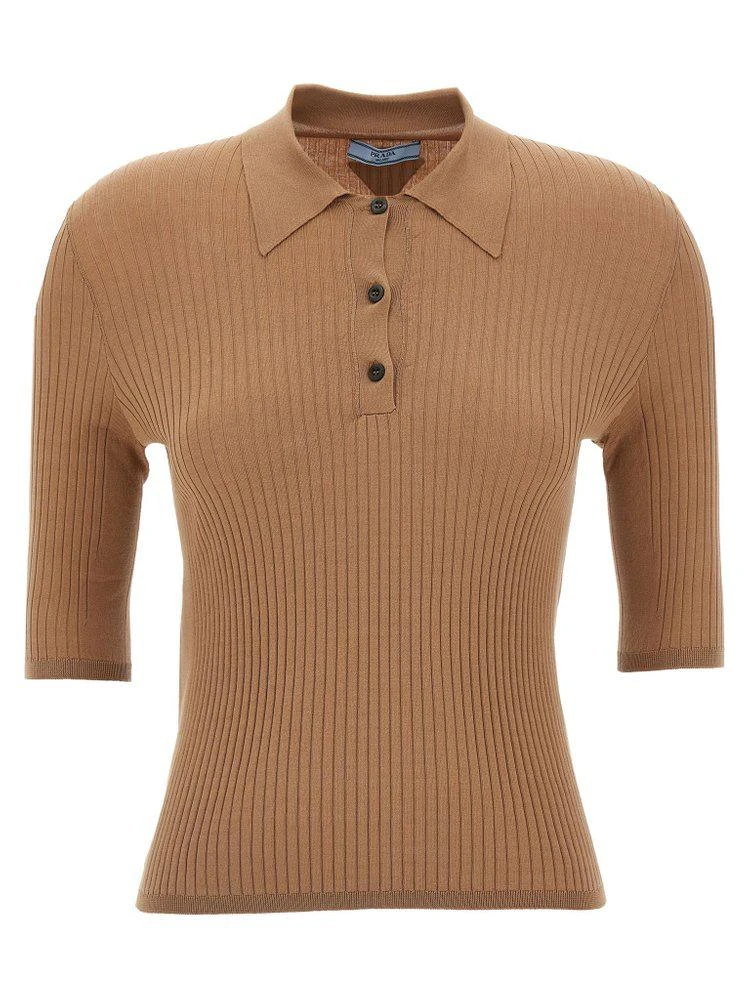 Prada Prada Logo Detailed Knitted Polo Shirt