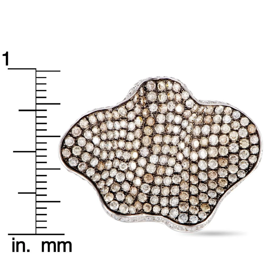 Non Branded 18K White Gold White and Brown Diamond Wave Ring 6