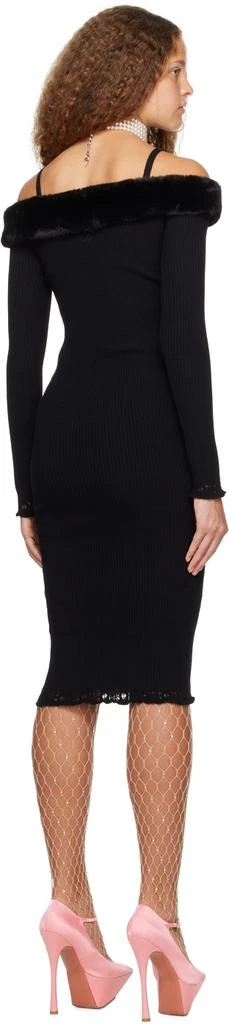 BLUMARINE Black Faux-Fur Midi Dress 3