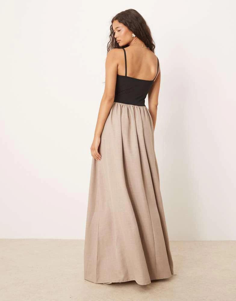 asos beige maxi dress ASOS EDITION Strappy Pleat Detail Plunge Maxi Dress In Stone