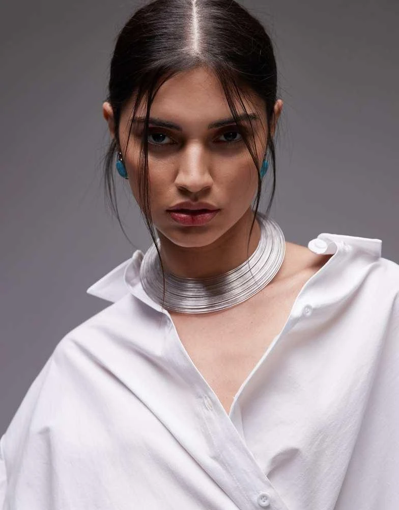 ASOS ASOS DESIGN poplin cinch detail wrap shirt in white 3