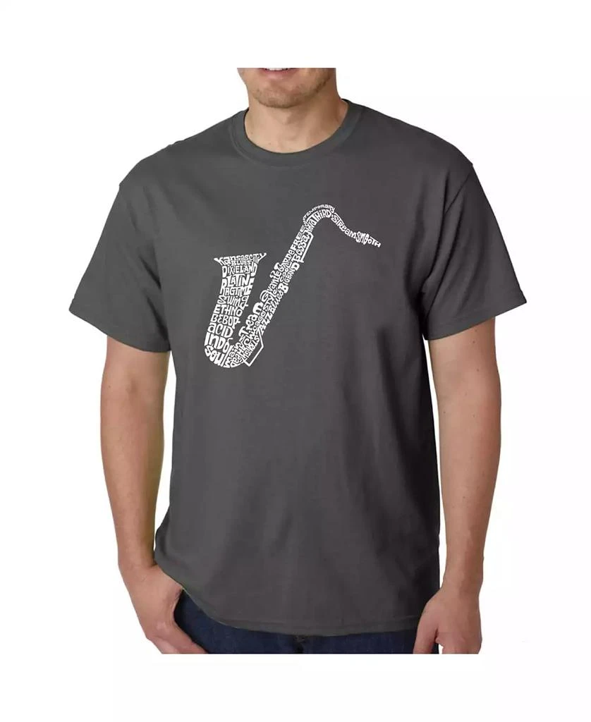 LA Pop Art Mens Word Art T-Shirt - Saxaphone 3