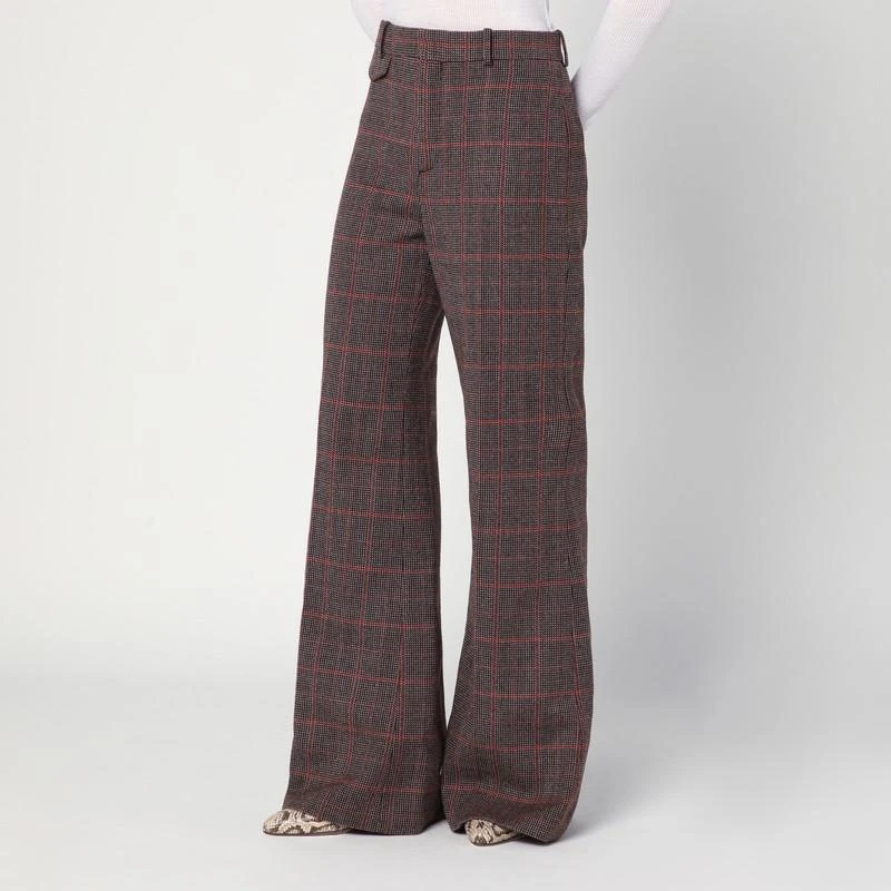 Chloé Brown flared checkered wool trousers 3