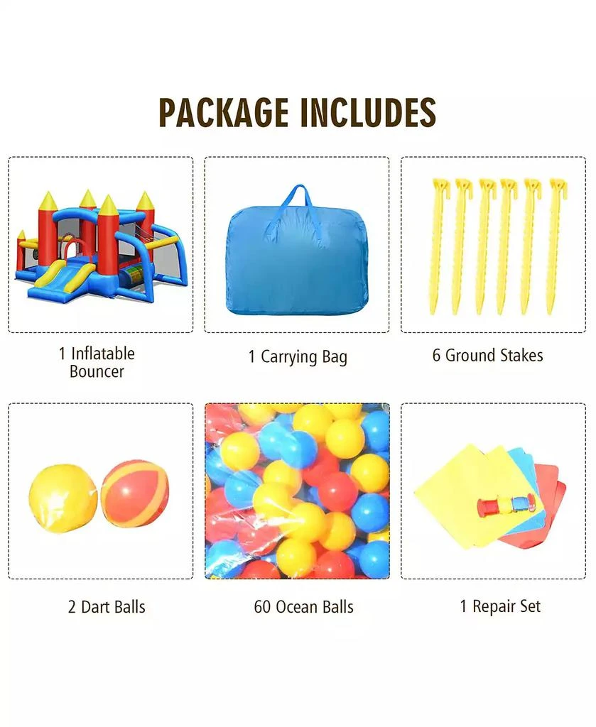 Gymax Inflatable Bounce House Slide Jumping Castle Soccer Goal Ball Pit Without Blower 8
