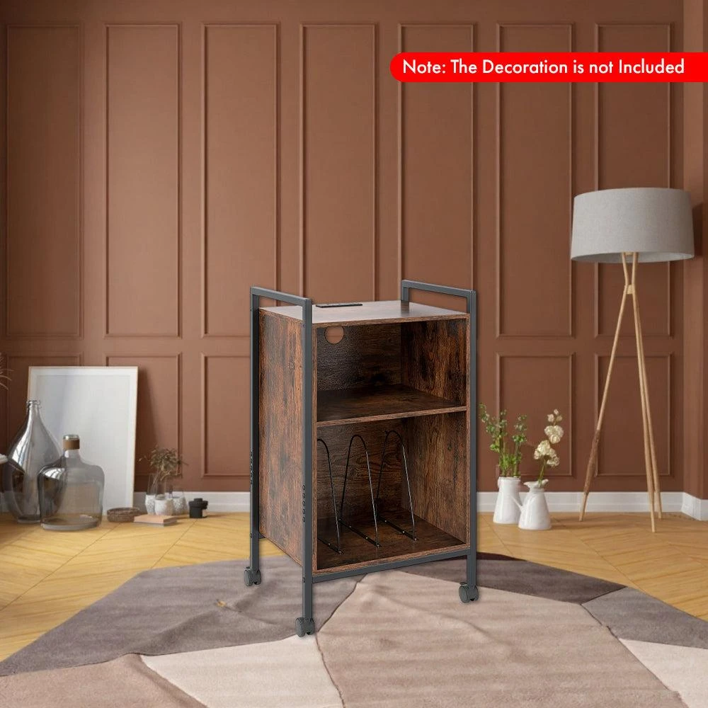 Hivvago Rolling Turntable Stand with Built-in Power Outlet 2