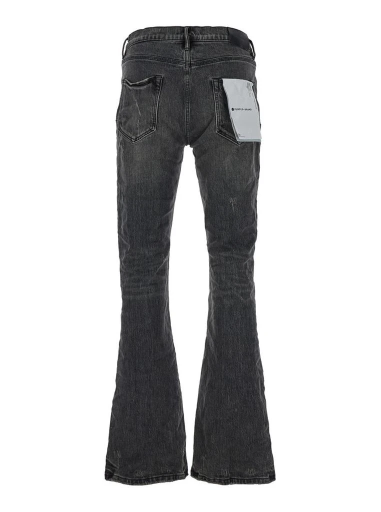 Purple Brand Black Flared Jeans With Crinkled Effect In Stretch Cotton Denim Man 2