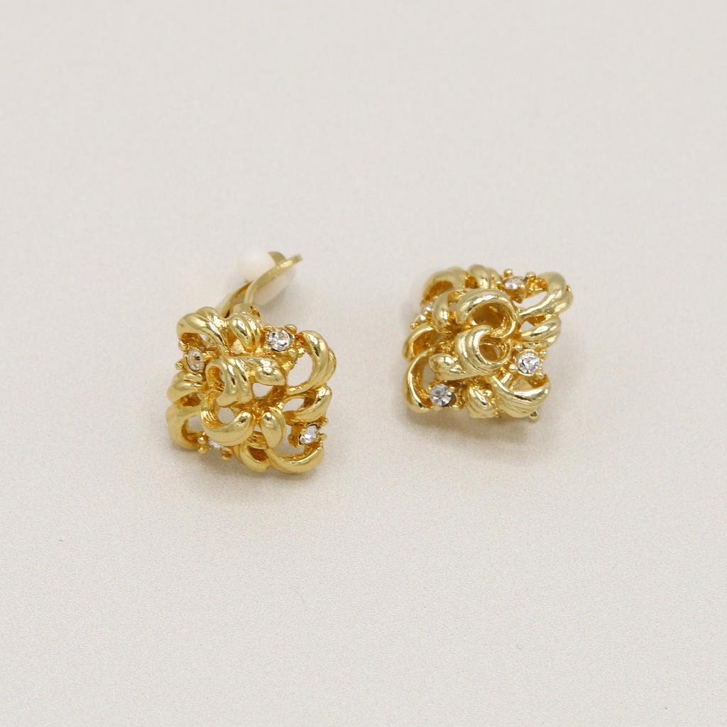 Orelia Vintage Vintage Filigree Crystal Square Clip On Earrings