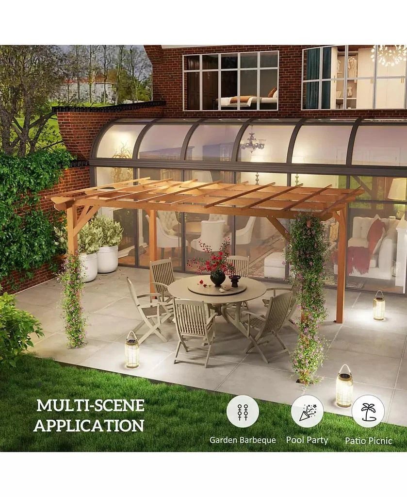 Outsunny 10
 x 13
 Outdoor Pergola, Wood Gazebo Grape Trellis, 8