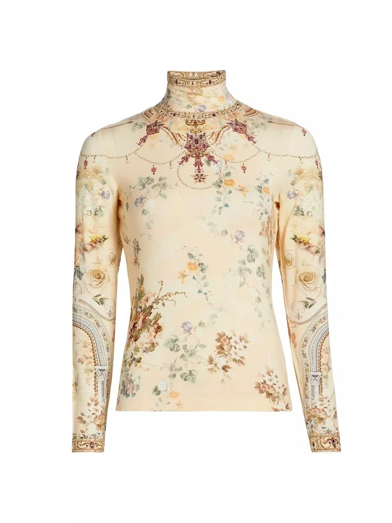 Shop Floral Jersey Turtleneck Top on Sale at BeyondStyle – Get 50
