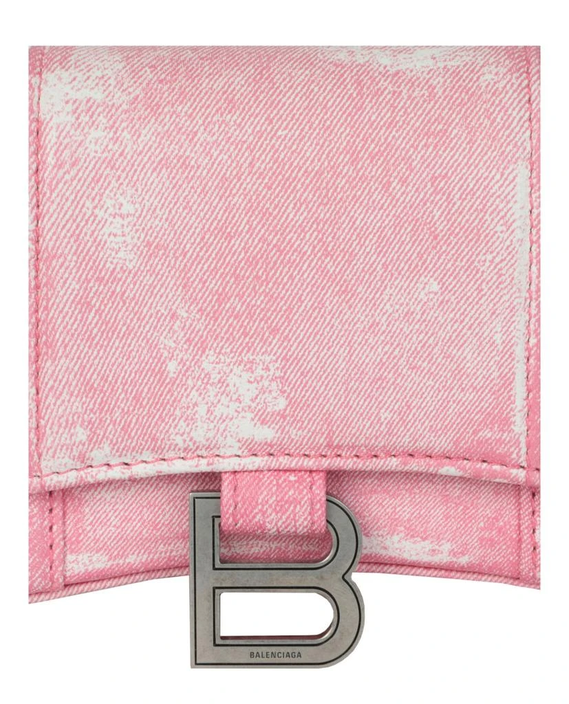 Balenciaga Denim Print Hourglass Wallet On A Chain 3