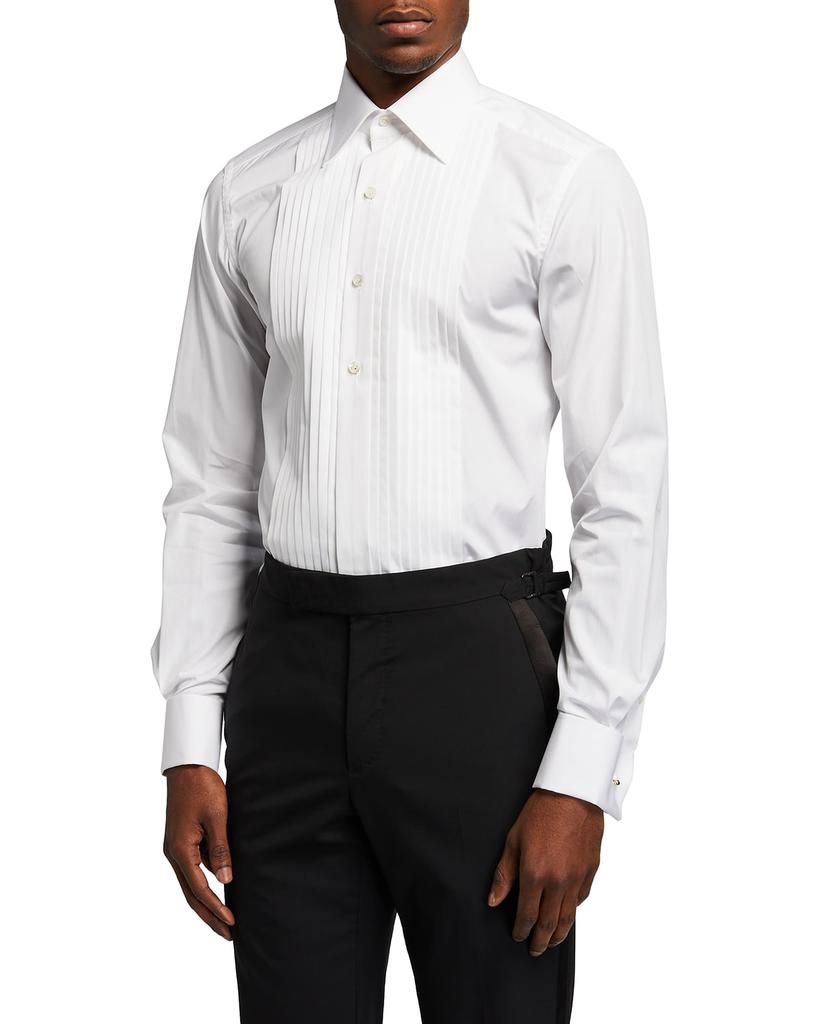 Tom Ford Men's Plisse Plastron Tuxedo Shirt