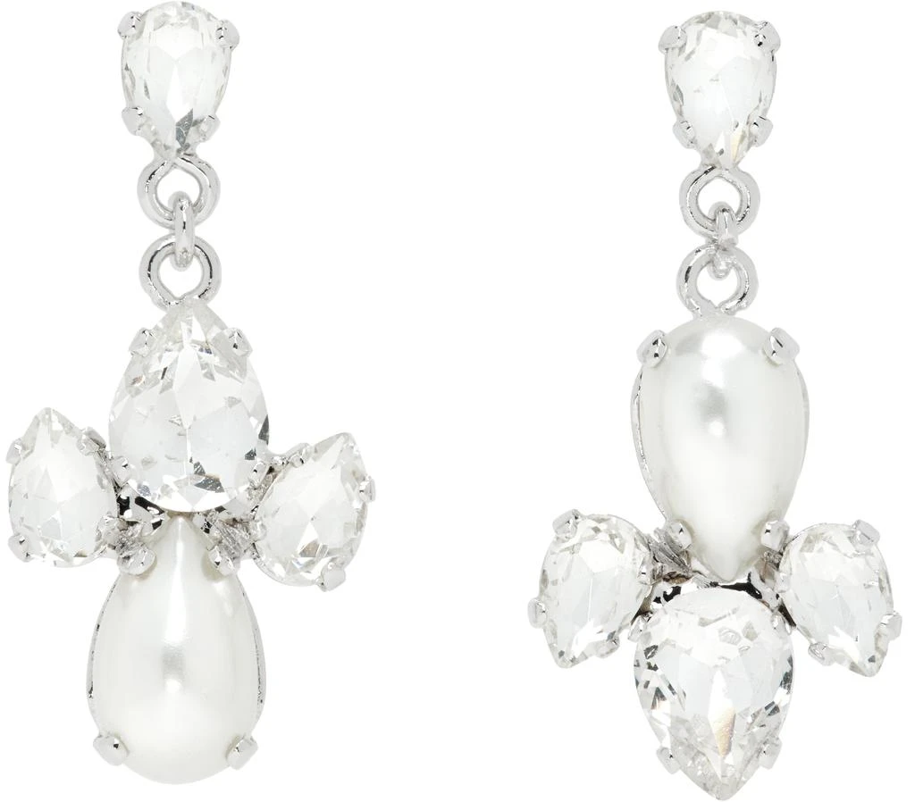 Simone Rocha Silver Victorian Faux-Pearl 
Crystal Floret Drop Earrings