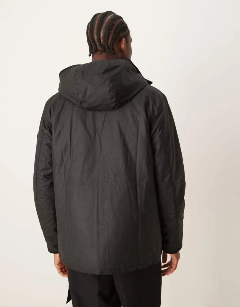 Barbour Barbour International longwell wax jacket in black 2