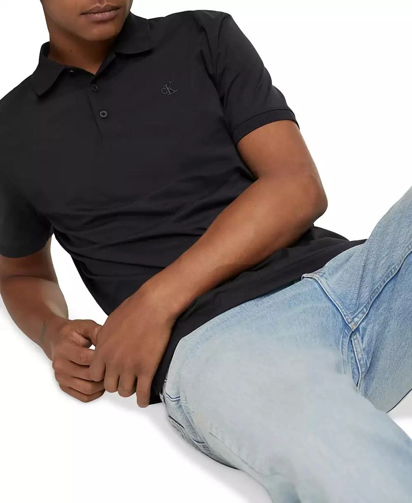 Calvin Klein Men's Regular-Fit Smooth Cotton Monogram Logo Polo Shirt 4