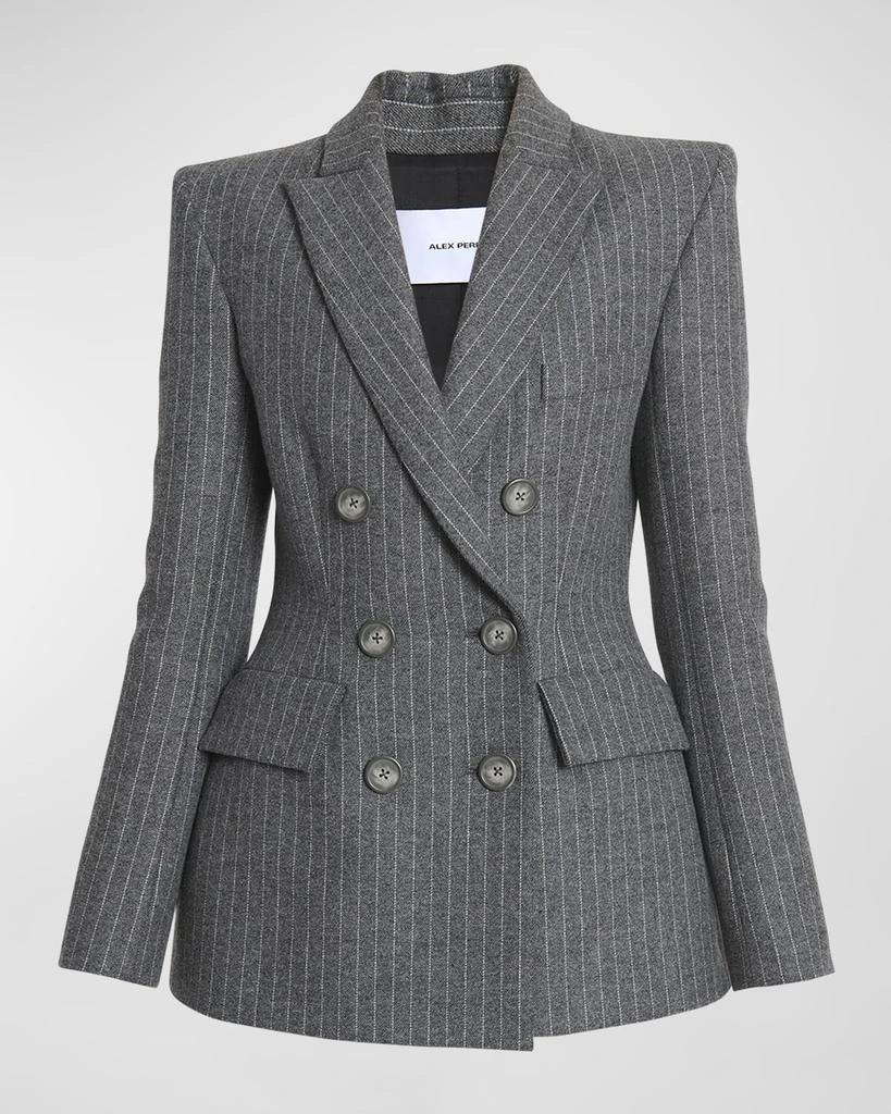 Alex Perry Wool Pinstripe Double-Breasted Fitted Blazer 2