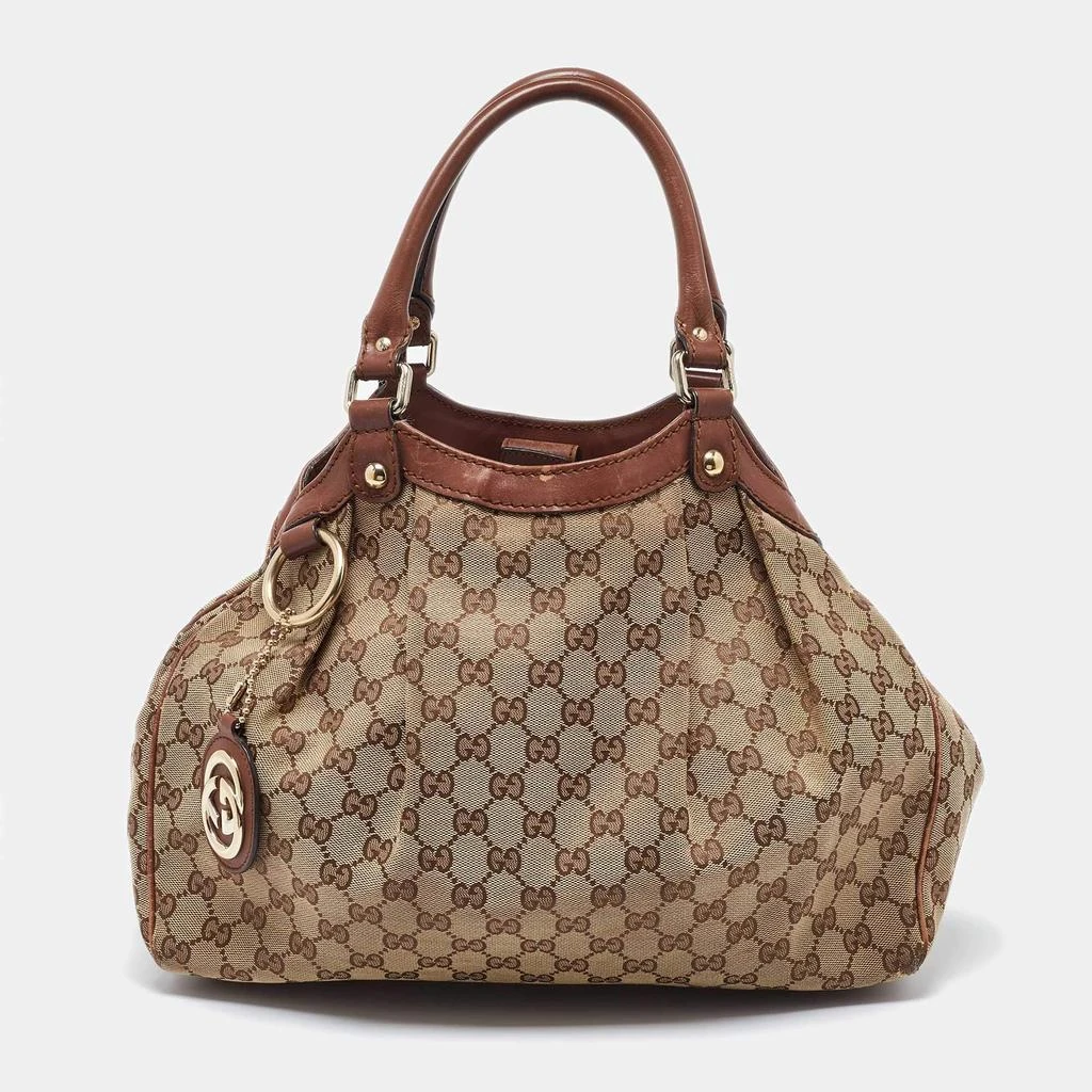 Gucci Gucci Beige/Brown GG Canvas and Leather Medium Sukey Tote 1