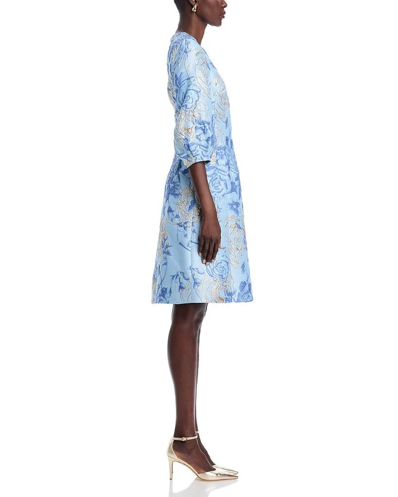 Teri Jon Metallic Floral Jacquard Dress 5