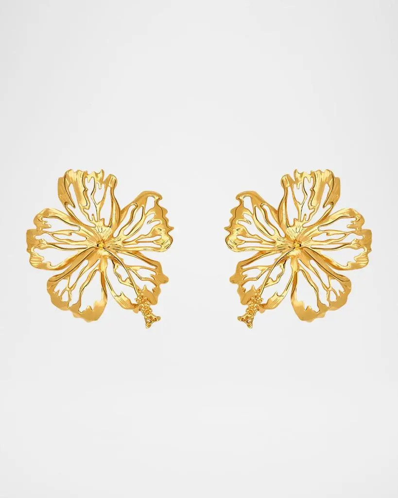 Oscar de la Renta Openwork Hibiscus Earrings