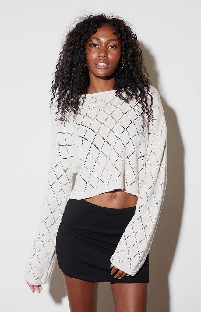 LA Hearts Isla Open Knit Cropped Sweater 1