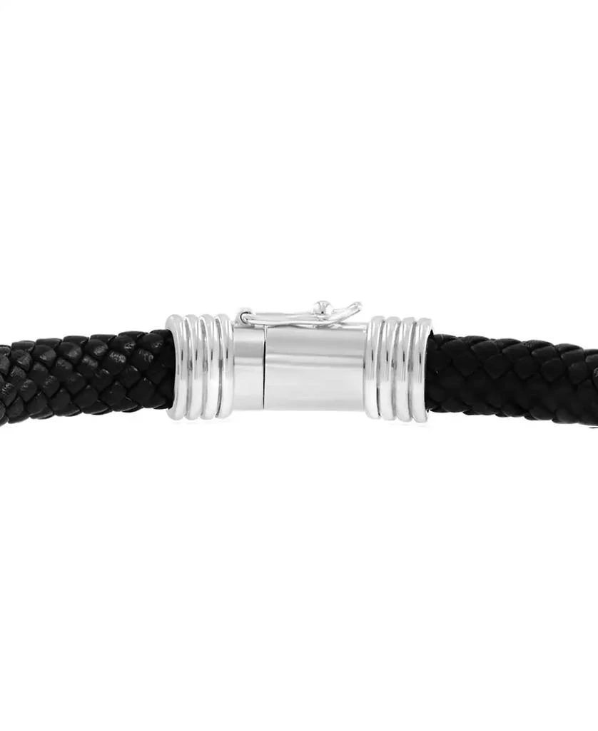 Effy EFFY® Men's Black Spinel Infinity Loop Woven Leather Bracelet (1-5/8 ct. t.w.) in Sterling Silver 3