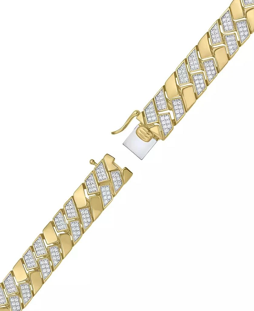 Macy
s Men
s Diamond Pavé Cluster Square Link Bracelet (2 ct. t.w.) in 14k Gold-Plated Sterling Silver 4