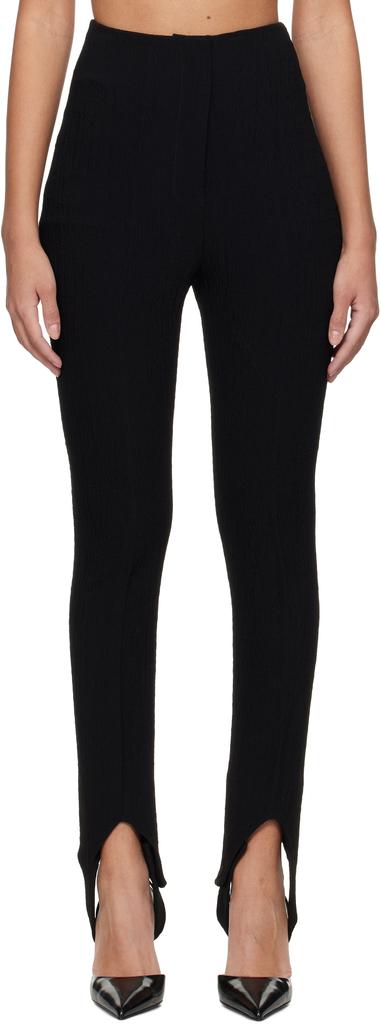 Nanushka Black Savita Seersucker Stirrup Trousers