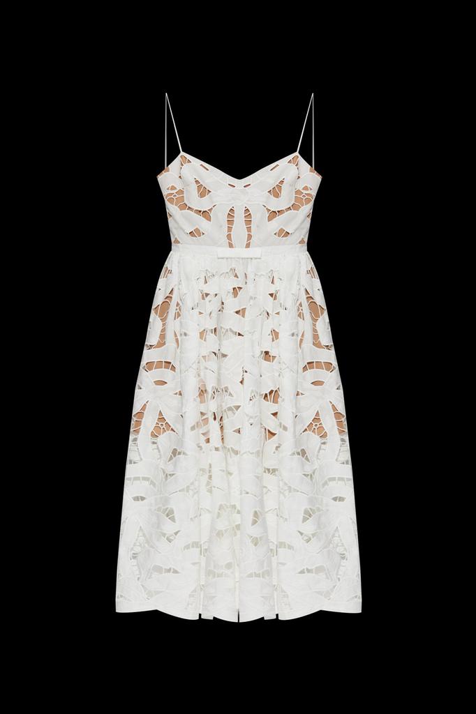 Shop Self-Portrait Bow Embroidered Midi Dress on Sale at