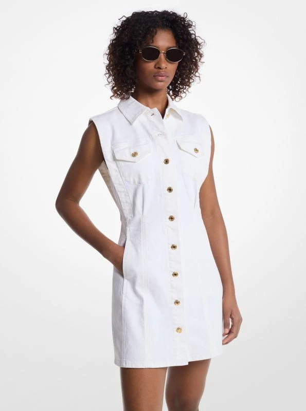 Michael Kors Stretch Denim Sleeveless Shirtdress 1