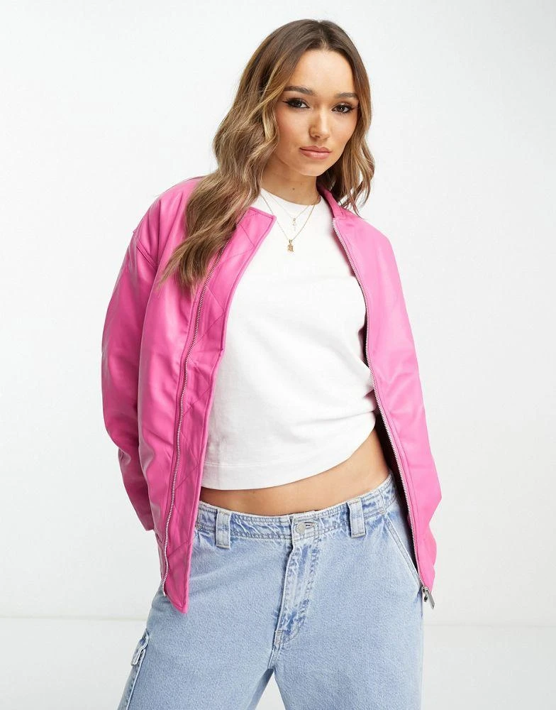River Island River Island bomber jacket in bright pink 1