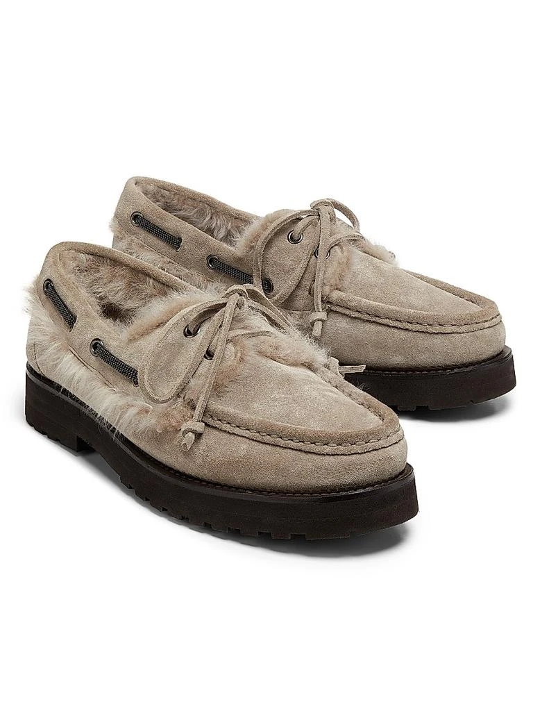 Brunello Cucinelli Suede-Shearling Loafers 2