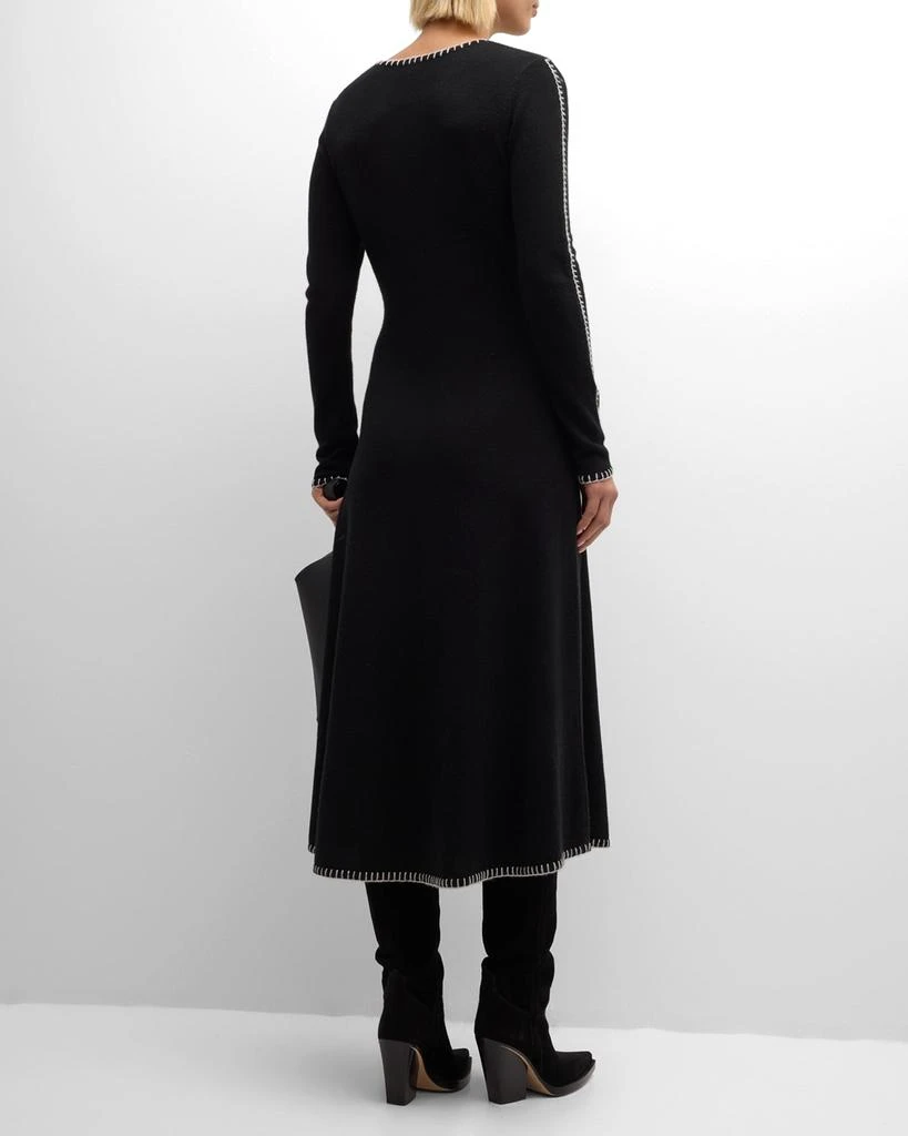 Autumn Cashmere Blanket-Stitch Cashmere Midi Dress 6