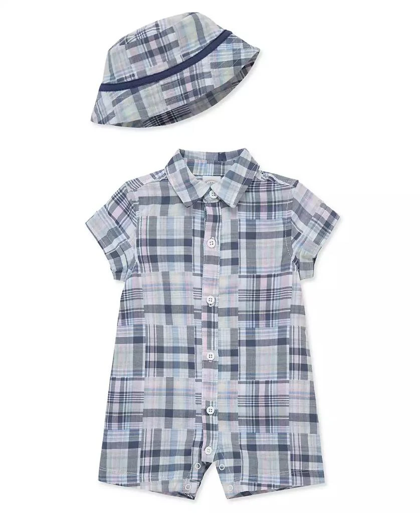 Little Me Baby Boys
 Plaid Romper 
Hat, 2-Piece Set