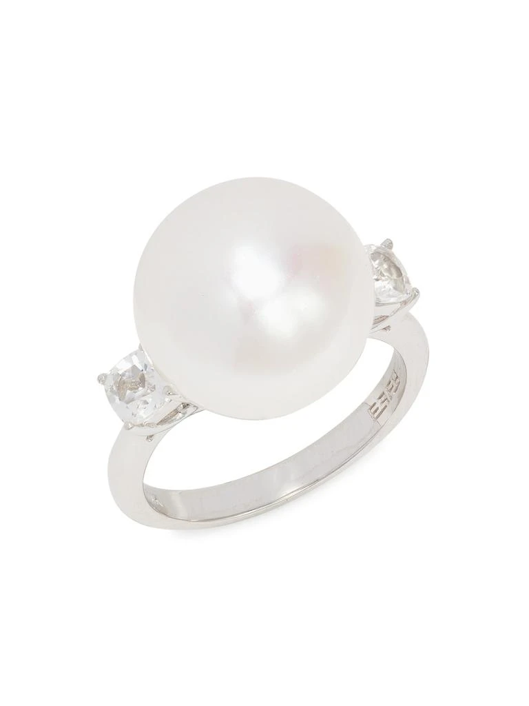 Effy 14K White Gold, 14.5MM Freshwater Pearl 
0.65 TCW White Topaz Ring