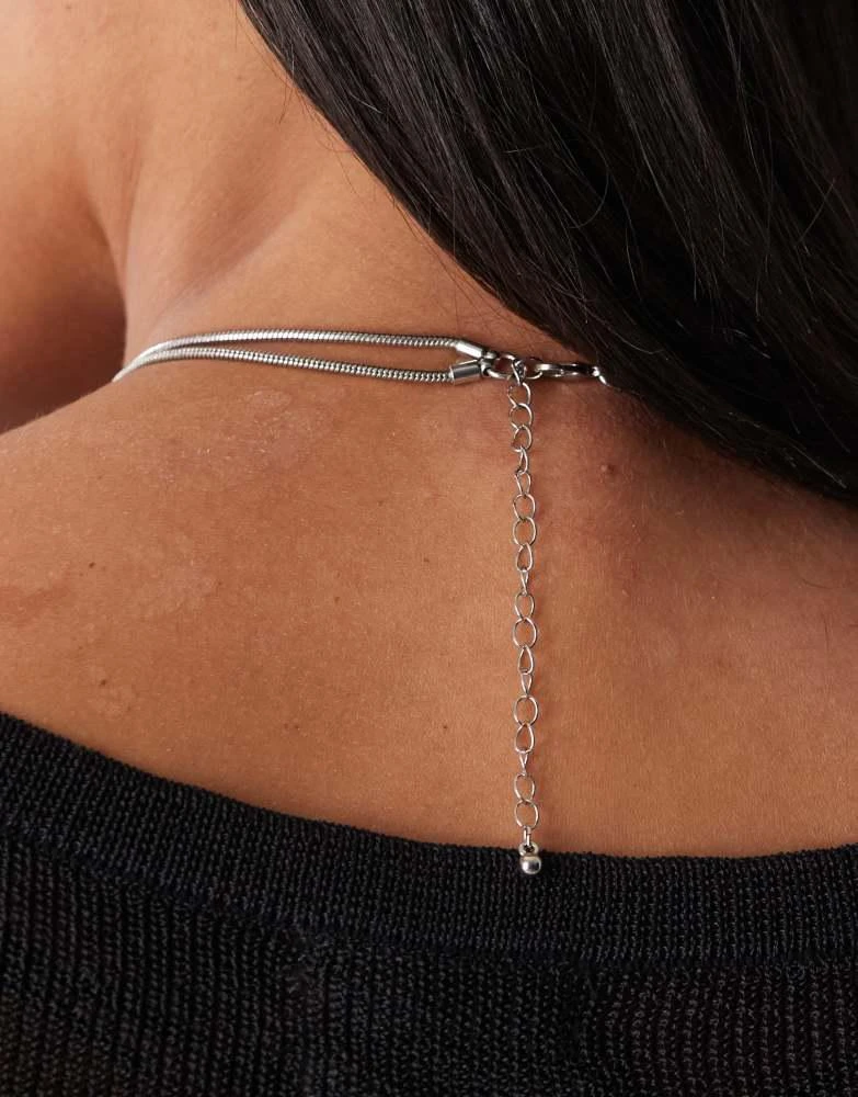 Reclaimed Vintage Reclaimed Vintage button wrap around necklace in silver 2