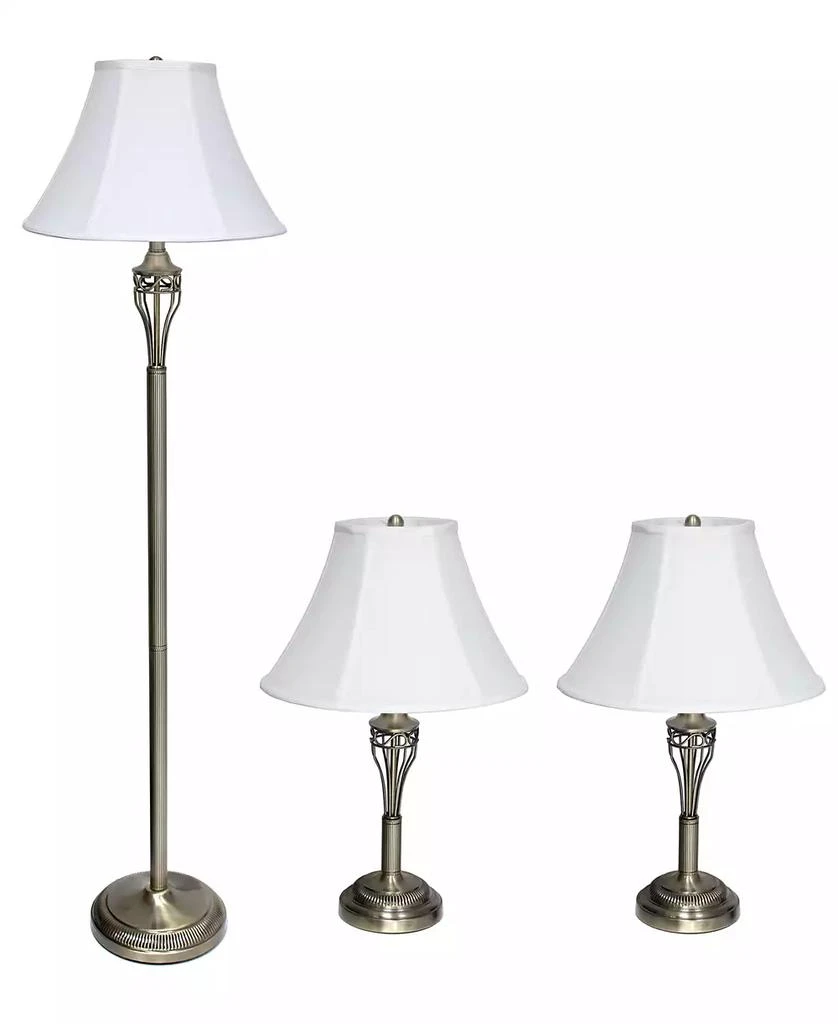 All The Rages Lalia Home Roma Classic 3 Piece Metal Lamp Set