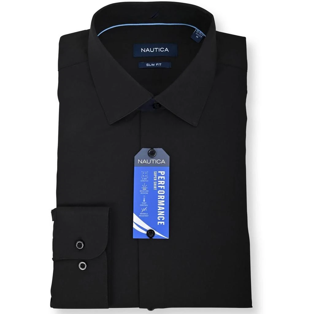 Nautica Mens Solid Polyester Button-Down Shirt 2