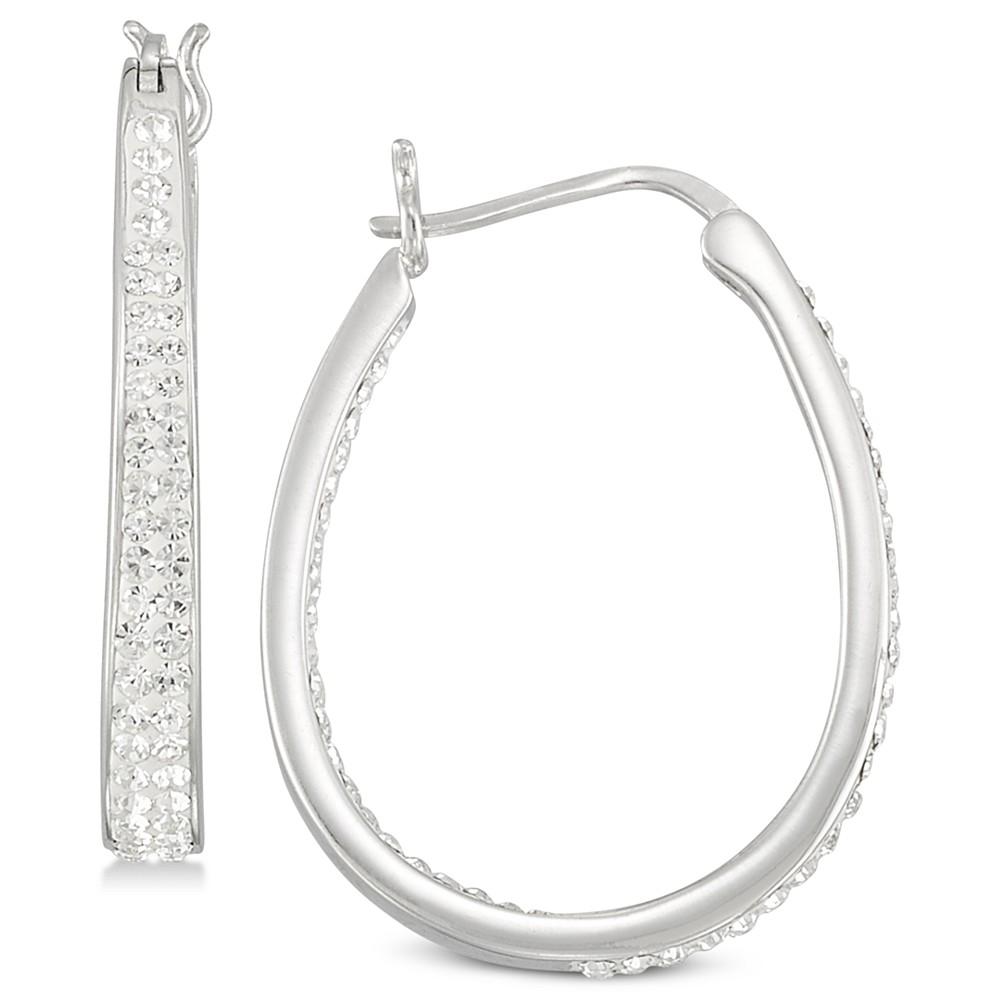 Simone I. Smith Crystal Oval Hoop Earrings in 18K Yellow Gold Over Silver or Sterling Silver