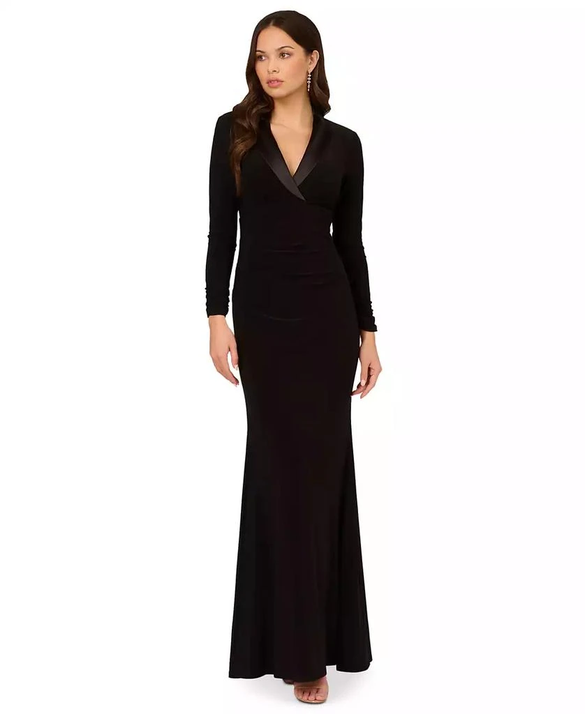 Adrianna Papell Adrainna Papell Women's Long-Sleeve Tuxedo Gown 1