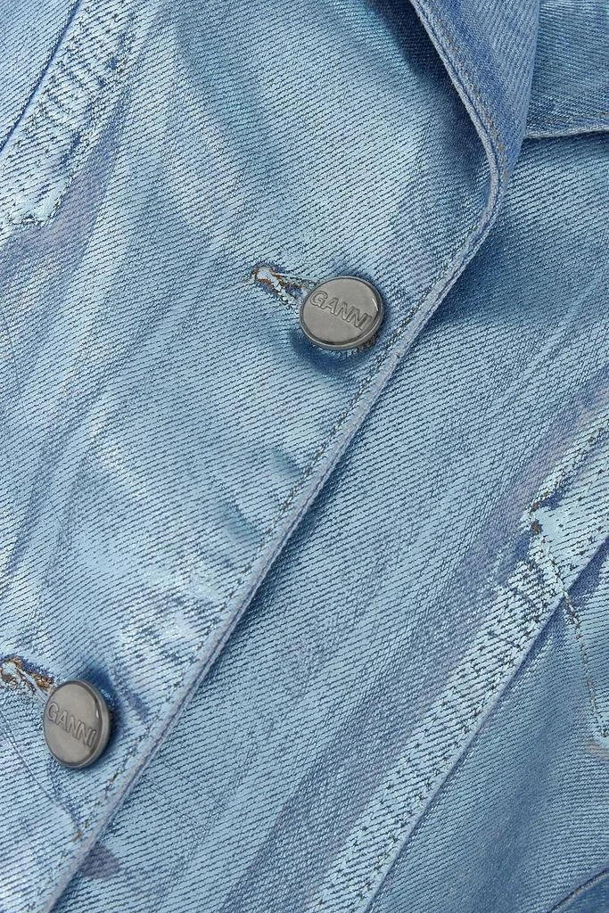 Ganni Metallic coated denim blazer 4