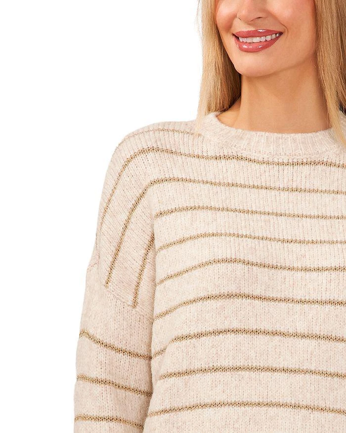 CeCe Metallic Stripe Crew Sweater 3