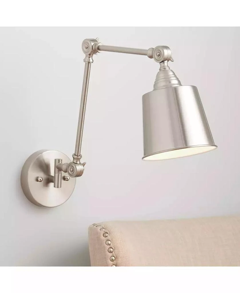 360 Lighting Mendes Modern Industrial Adjustable Swing Arm Wall Lamp Brushed Nickel Hardwired Light Fixture Metal Shade for Bedroom Bedside House Reading Living Room Home Hallway Dining 9