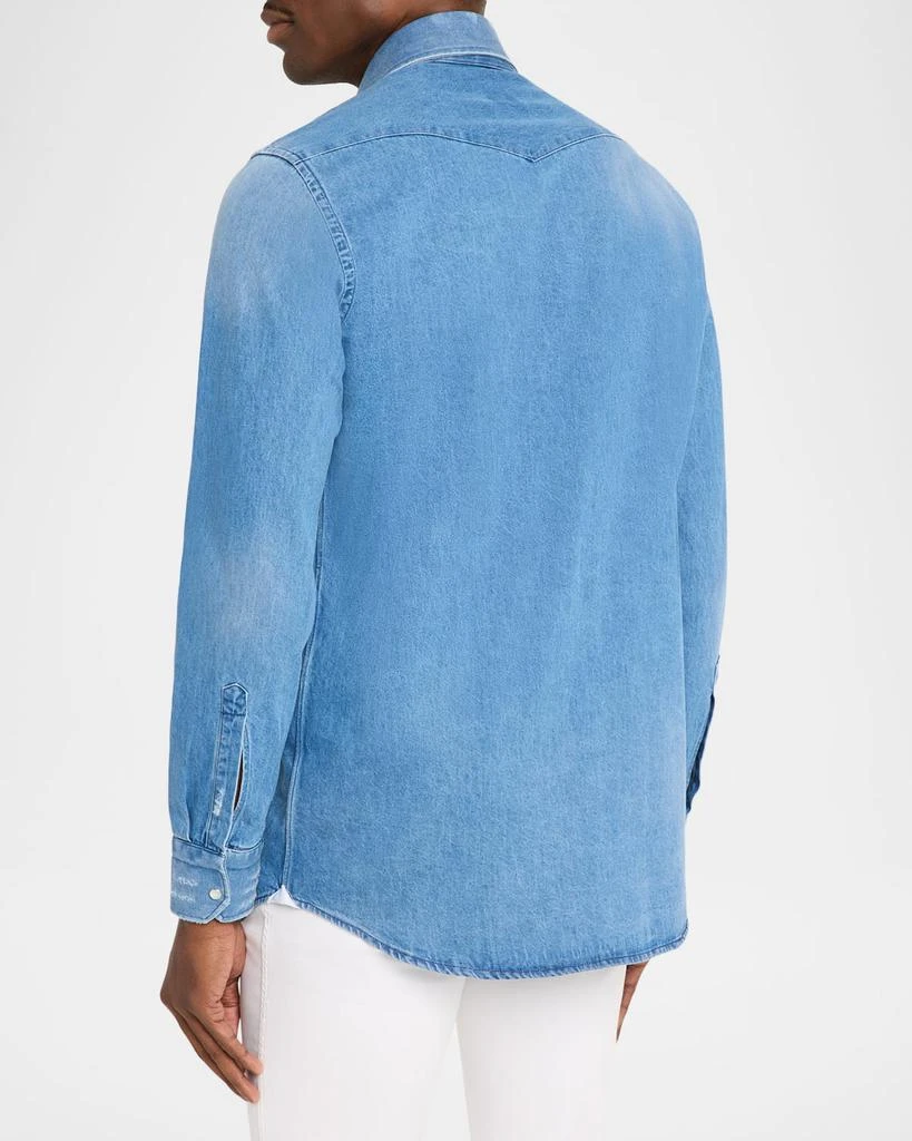 Kiton Men
s Denim Snap-Front Western Shirt 3