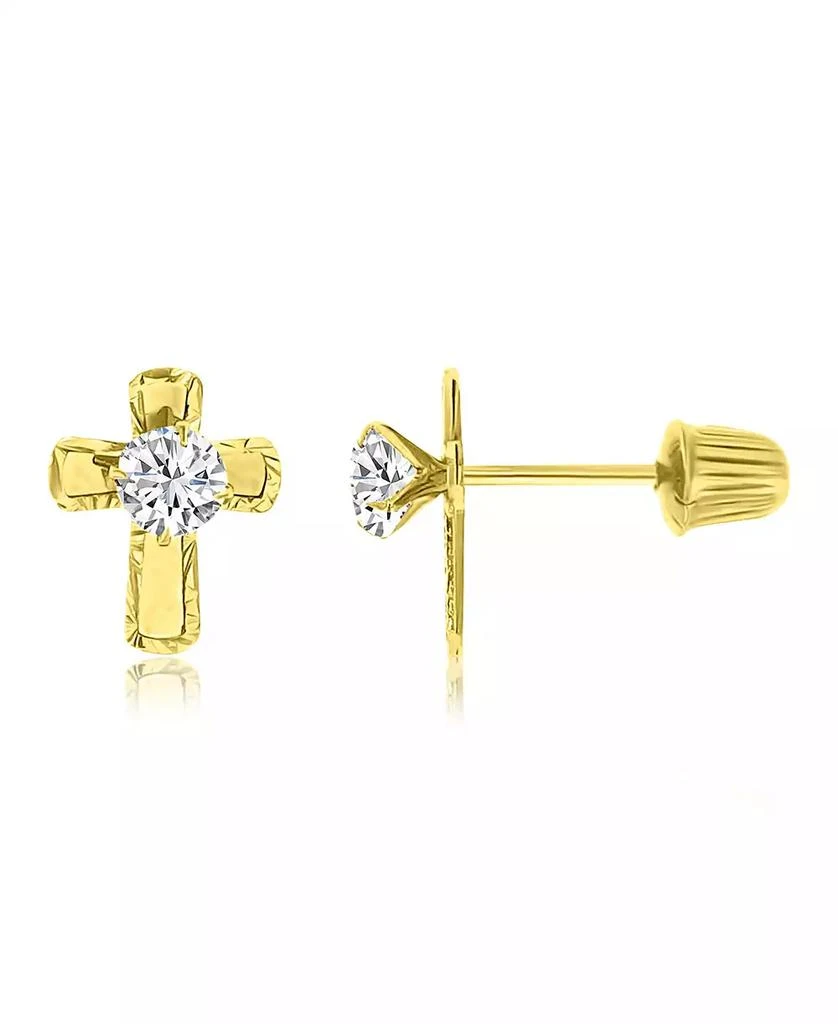 Macy's Cross Stud Earrings in 14k Yellow Gold Over Sterling Silver