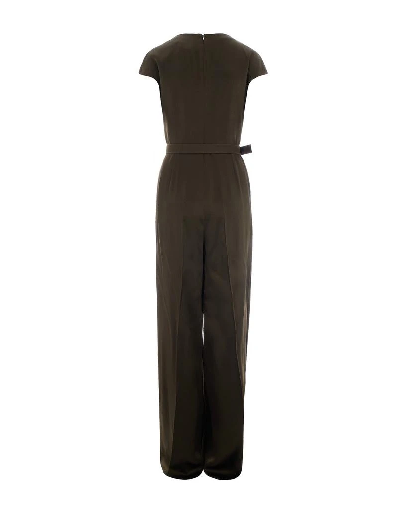 Max Mara Moss Green Envers Satin Jumpsuit