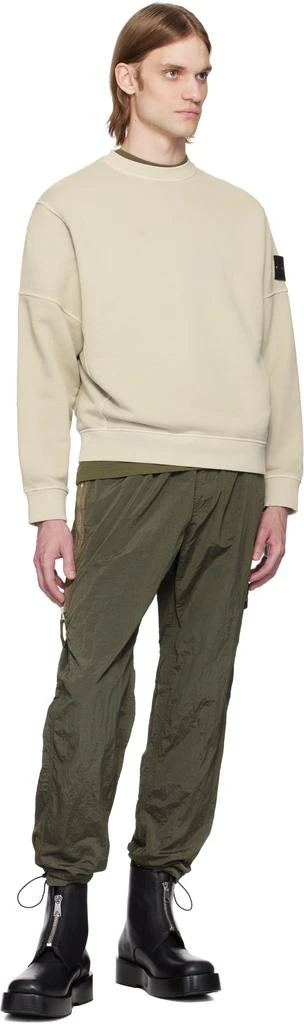 Stone Island Beige Organic Cotton Diagonal Fleece Old Effect Sweatshirt 5