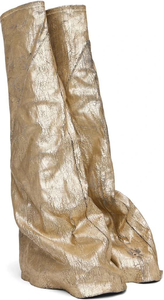Rick Owens Gold Hollywood Fetish Tall Boots 4